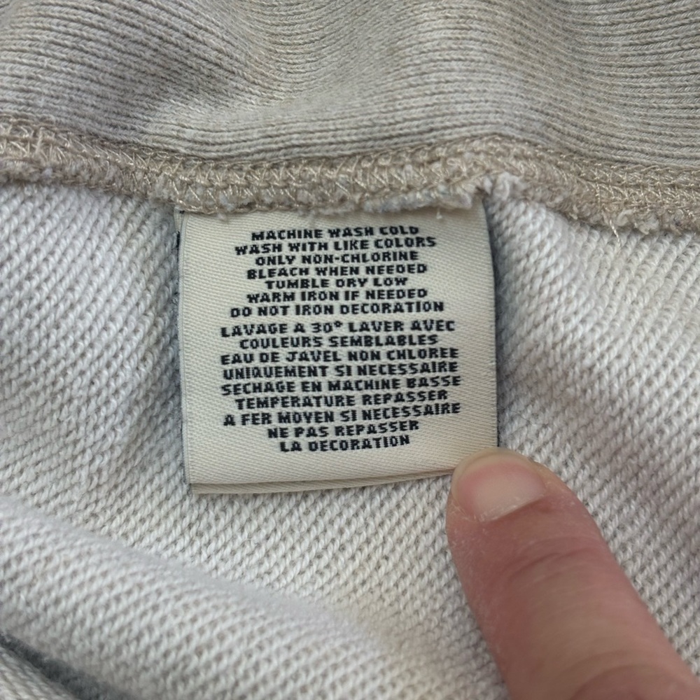 Vtg Ralph Lauren Rugby Beige Hoodie Kangaroo Pockets Elbow Patches size M - Picture 13 of 14